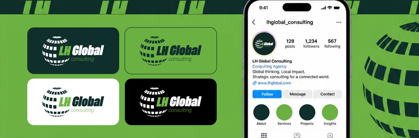 LH Global Consulting brand system detail by Omega Trove