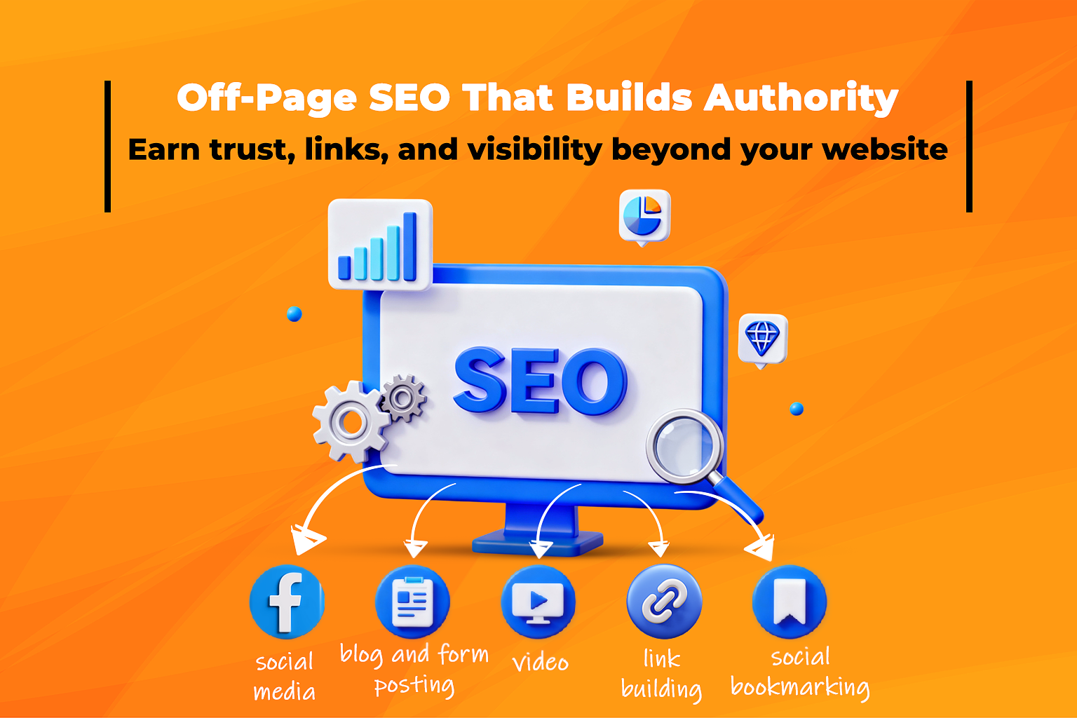 Illustration showing external websites linking to a central site