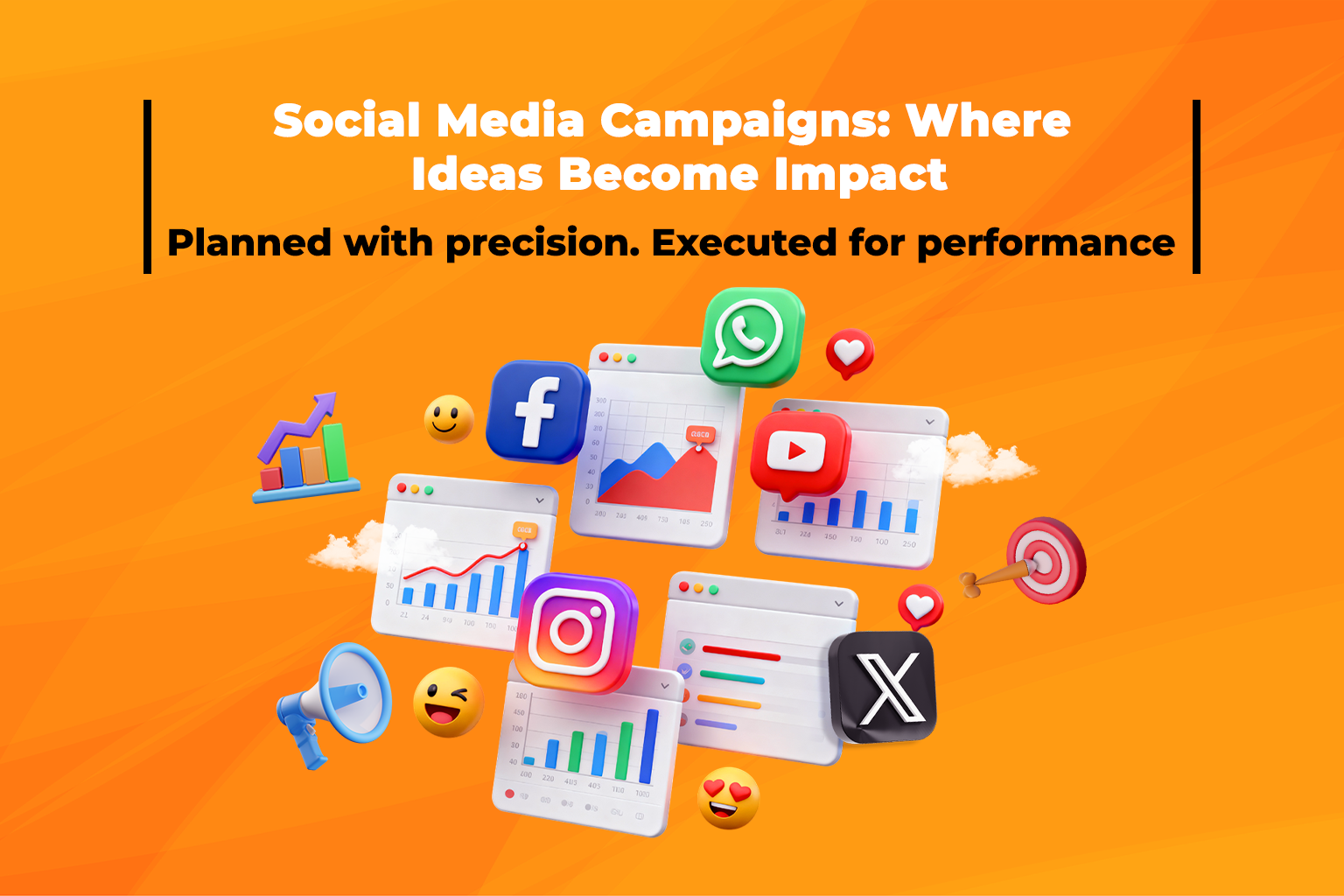Social media campaign timeline showing coordinated posts across multiple platforms