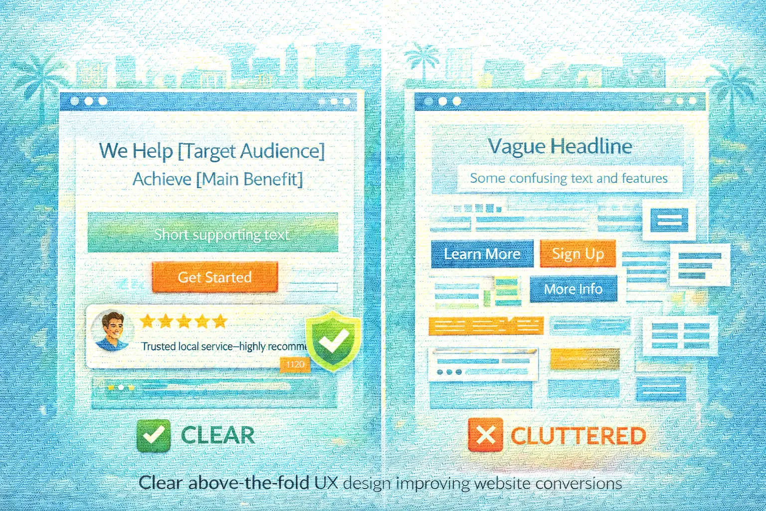 Clear above-the-fold UX design improving website conversions