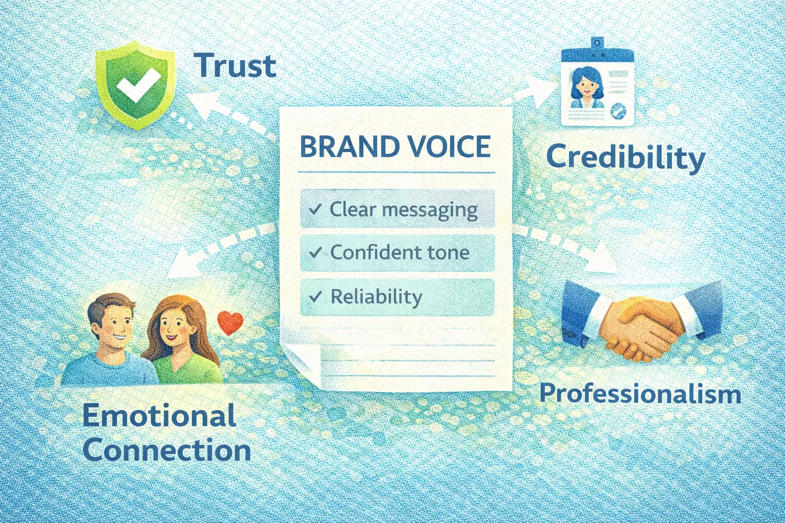 Brand voice influencing customer trust, credibility, and emotional connection