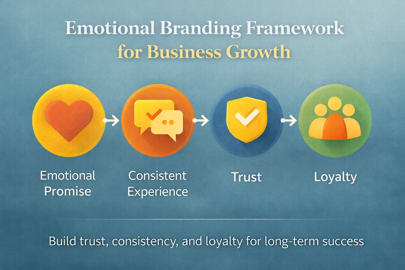 Emotional branding framework illustrating how brands build trust, consistency, and loyalty