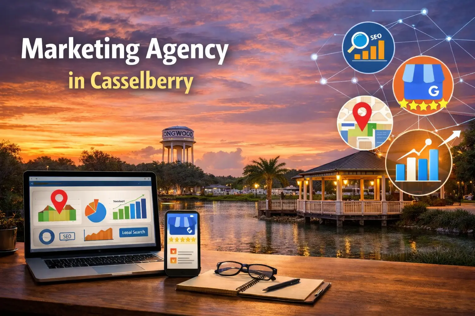 Banner image representing a marketing agency in Casselberry focused on website structure, local search visibility, Google Business Profile optimization, and AI-ready discoverability for local businesses.