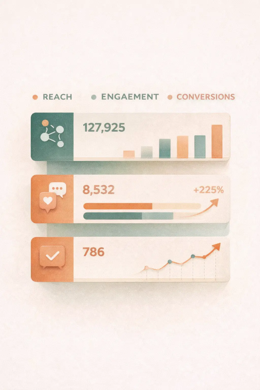 Social Media Management Windermere infographic visualizing reach, engagement, and growth