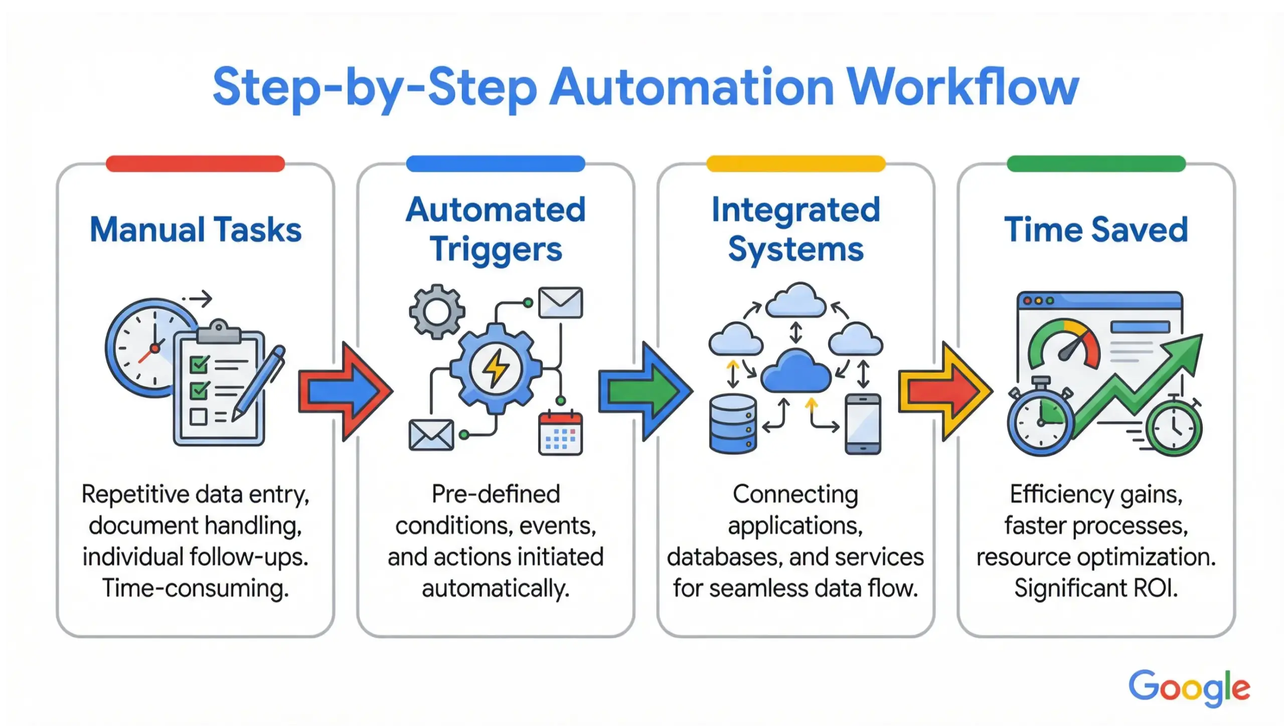 Casselberry business automation workflow infographic showing how automation replaces manual processes