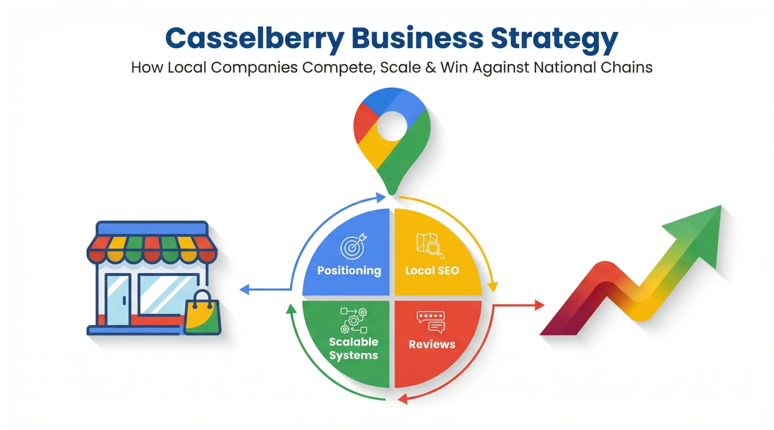 Create a horizontal infographic in Google-style colors (blue, red, yellow, green) with a clean white background.