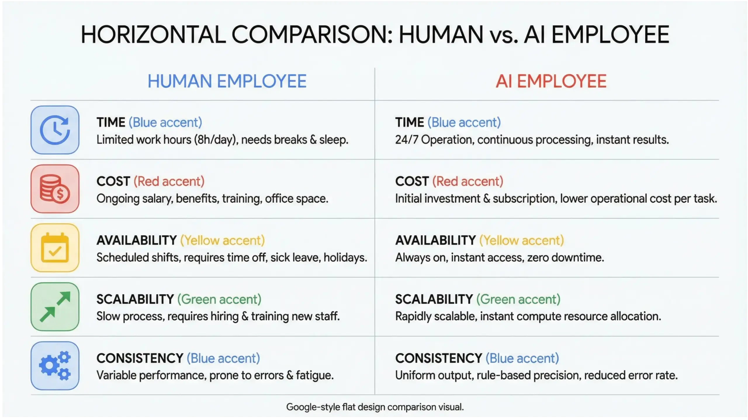 Eustis AI solutions comparison infographic showing AI employees versus human employees for local businesses