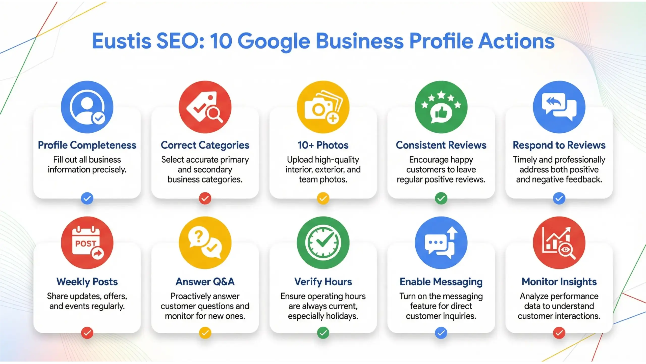 Eustis SEO Google Business Profile optimization checklist infographic for local ranking