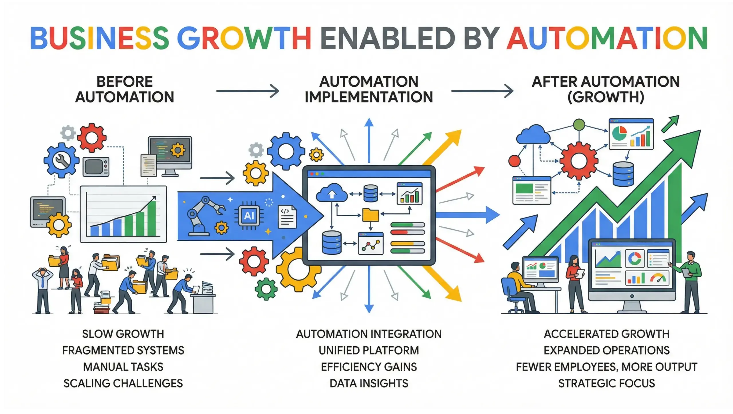 Fern Park business automation infographic demonstrating scalable growth through automated systems