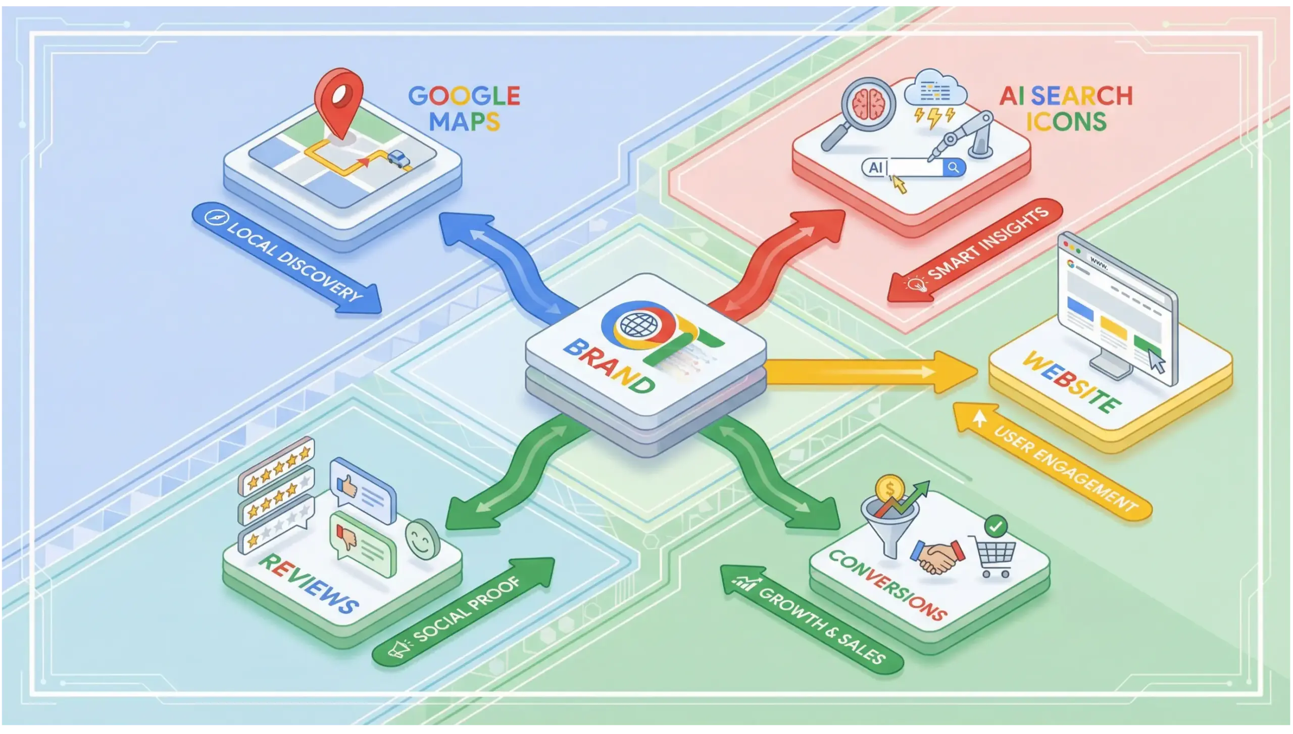 Longwood branding infographic showing how brand clarity supports local SEO and AI search visibility