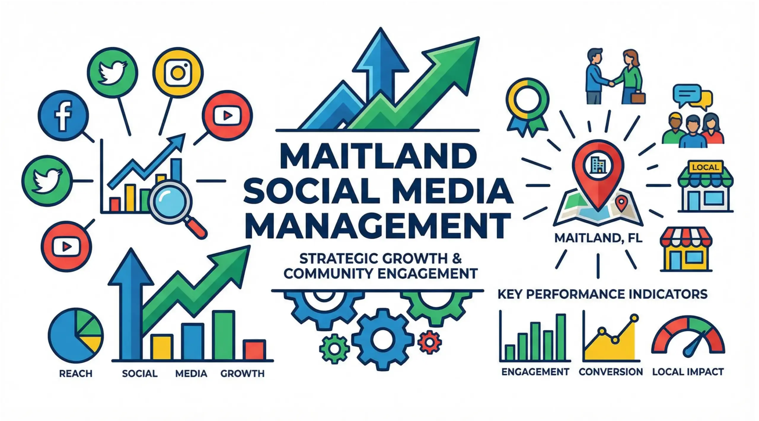 Maitland social media management infographic showing local business growth and visibility in 2026
