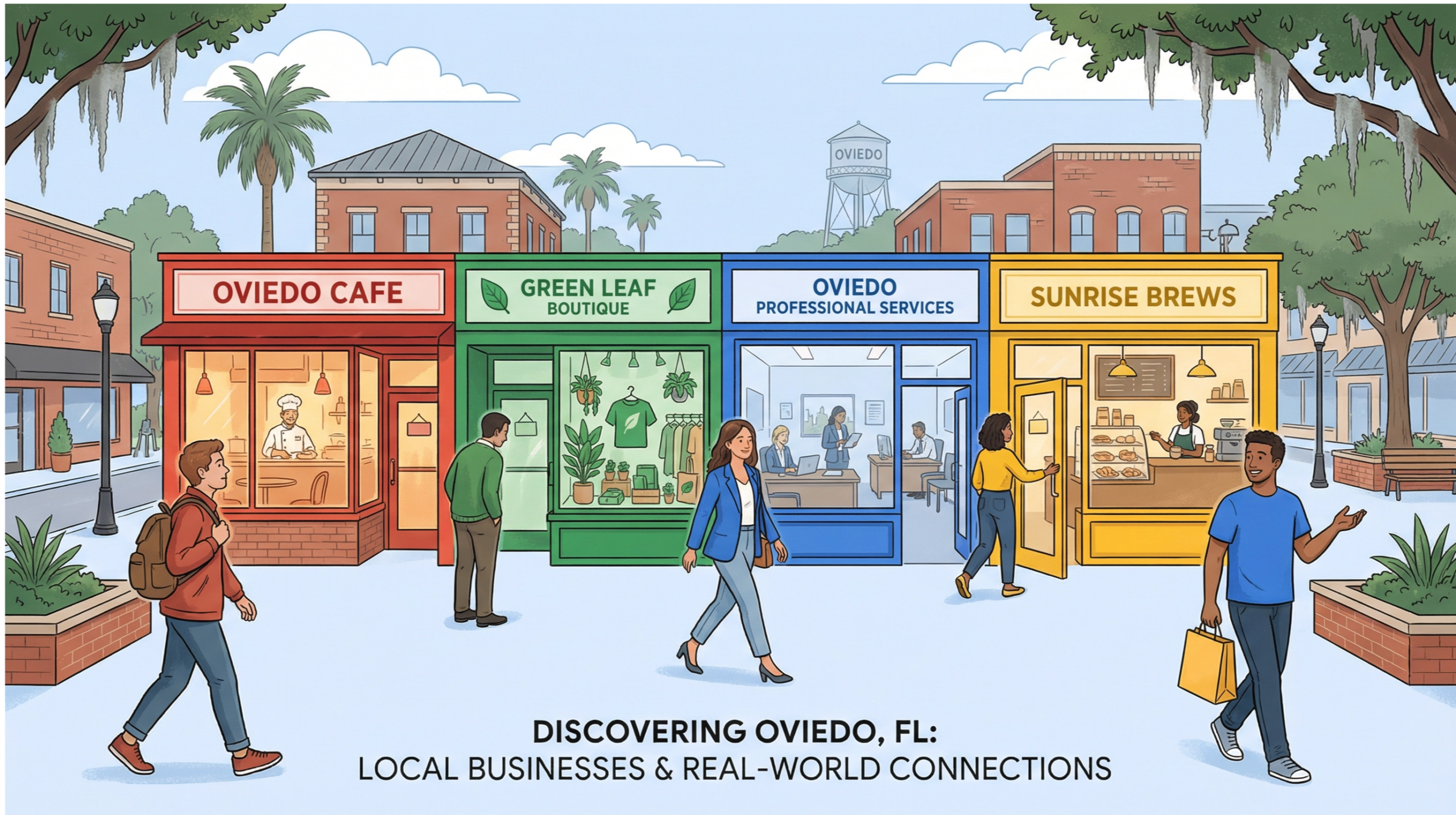 People in Oviedo Florida discovering nearby businesses through local search