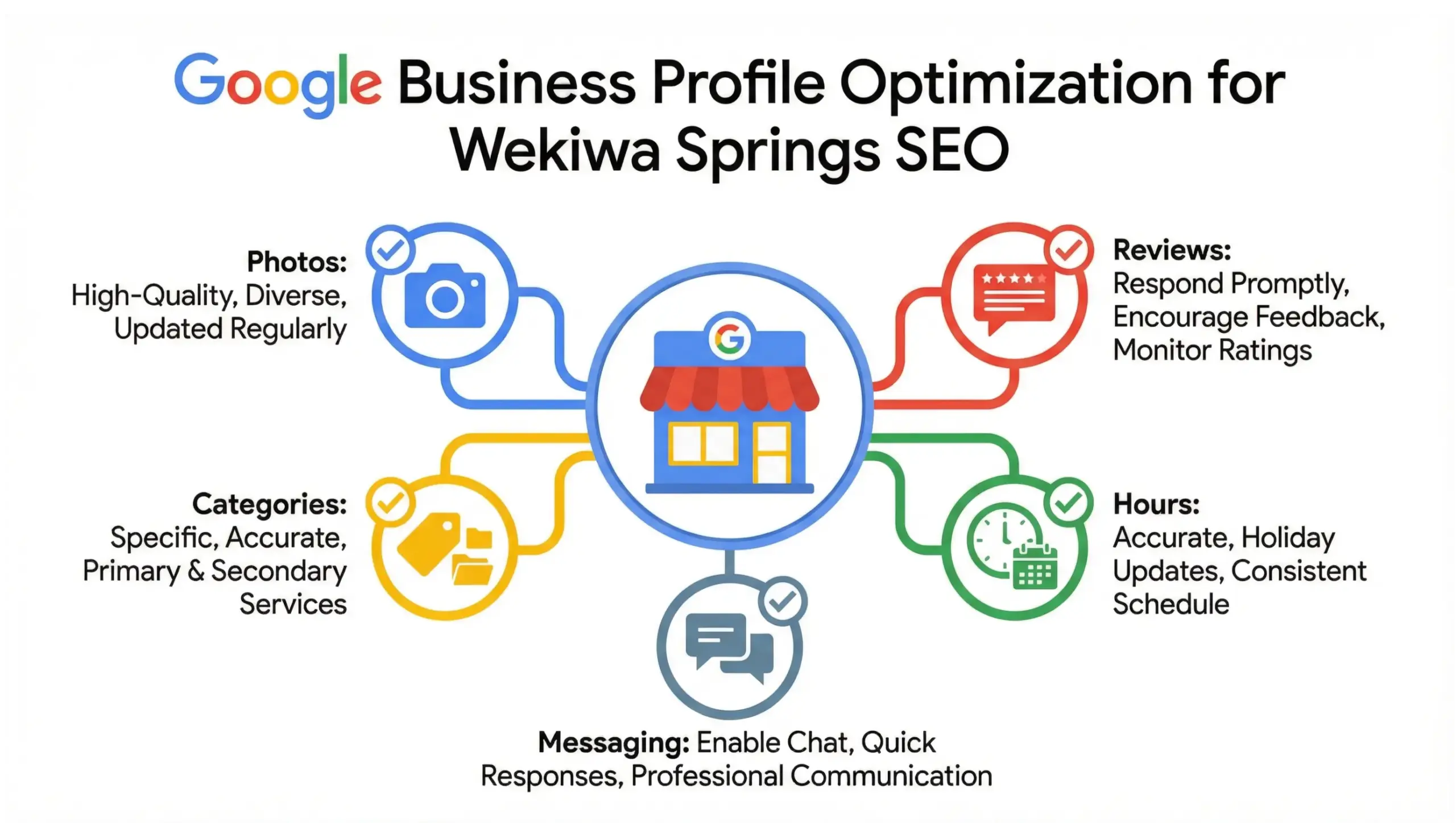 Wekiwa Springs SEO infographic showing Google Business Profile optimization elements