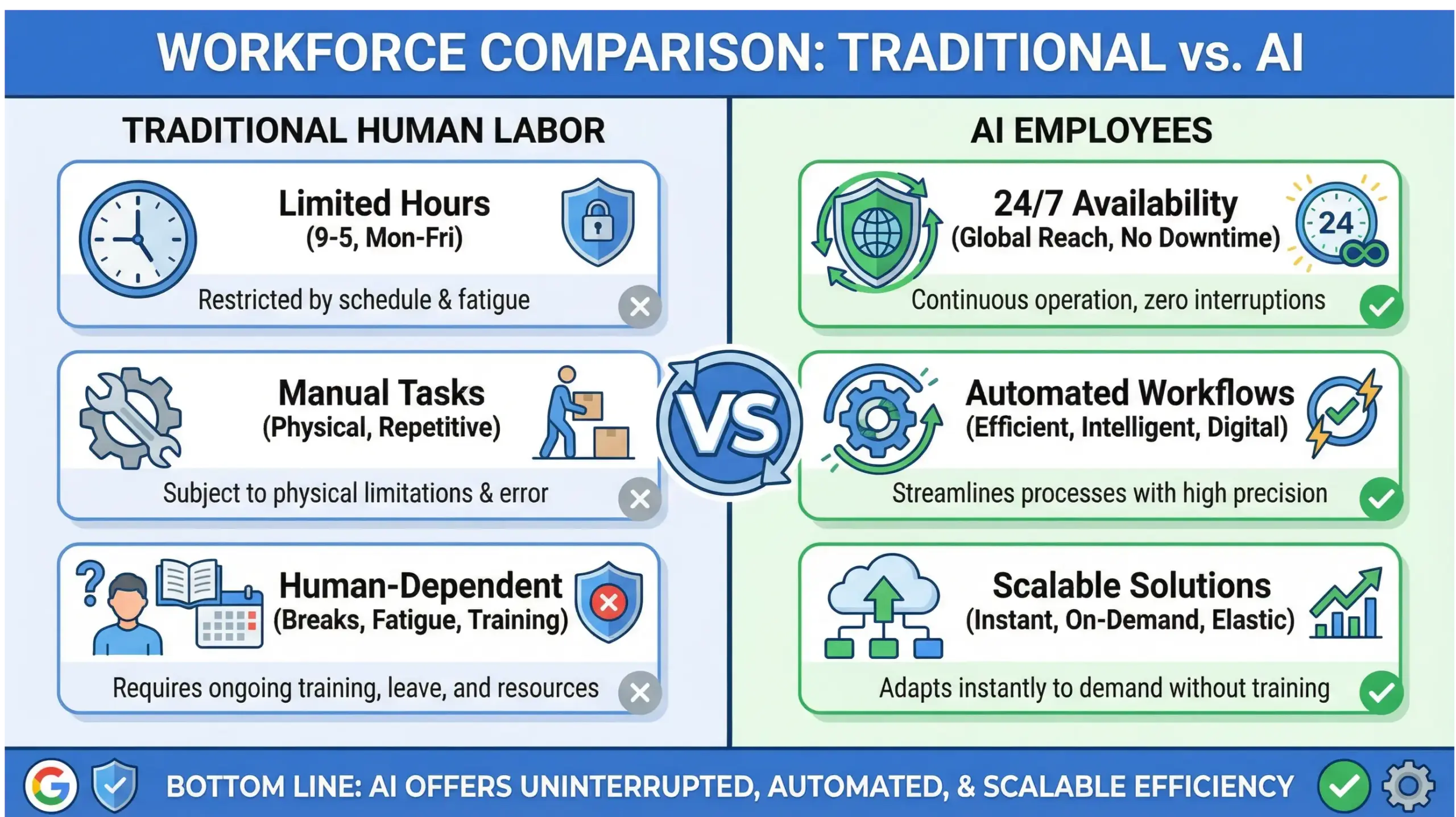 Windermere AI solutions comparison infographic showing AI employees versus traditional staffing for local businesses