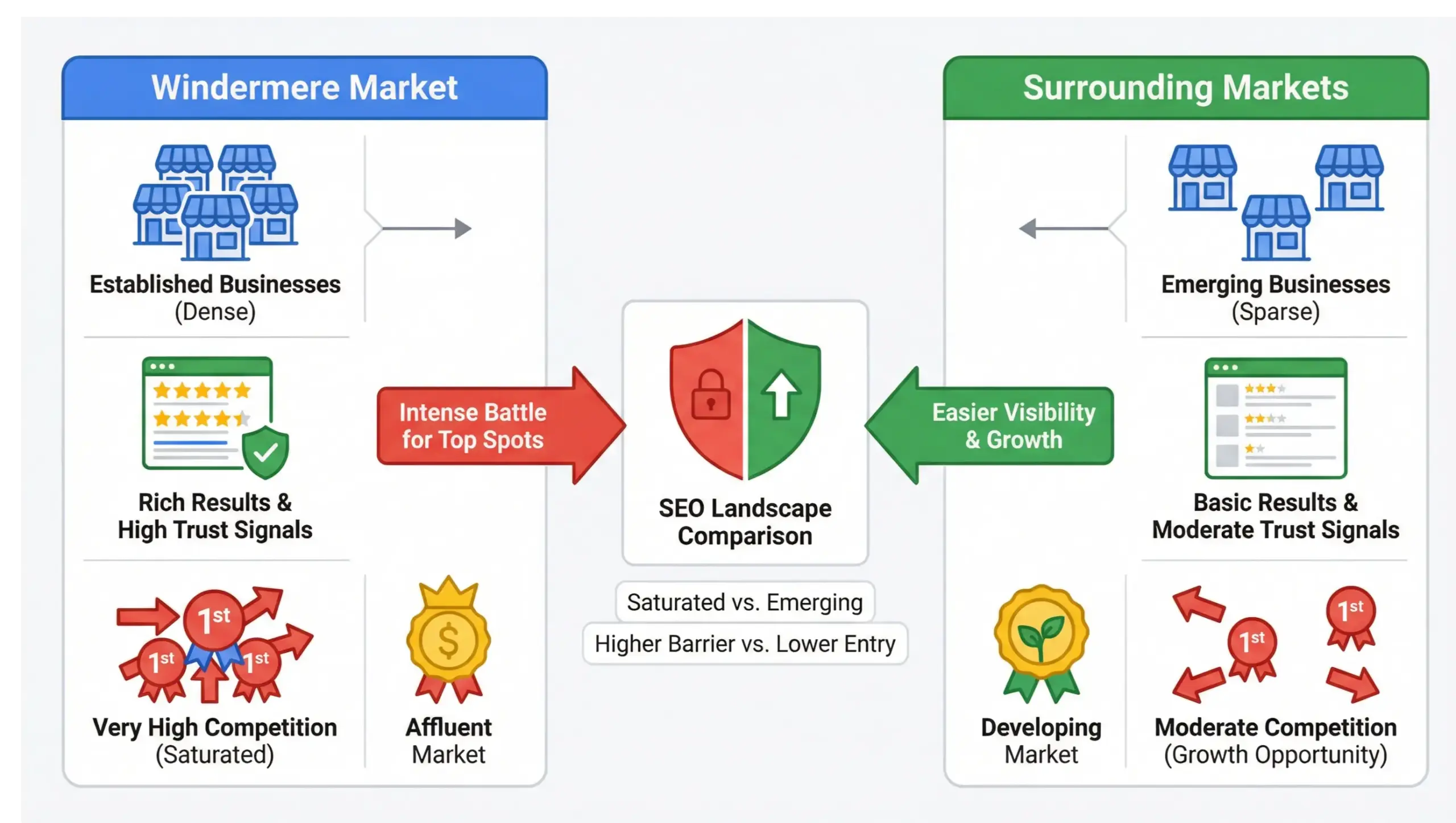 Windermere SEO Google Maps infographic showing local pack rankings and visibility factors
