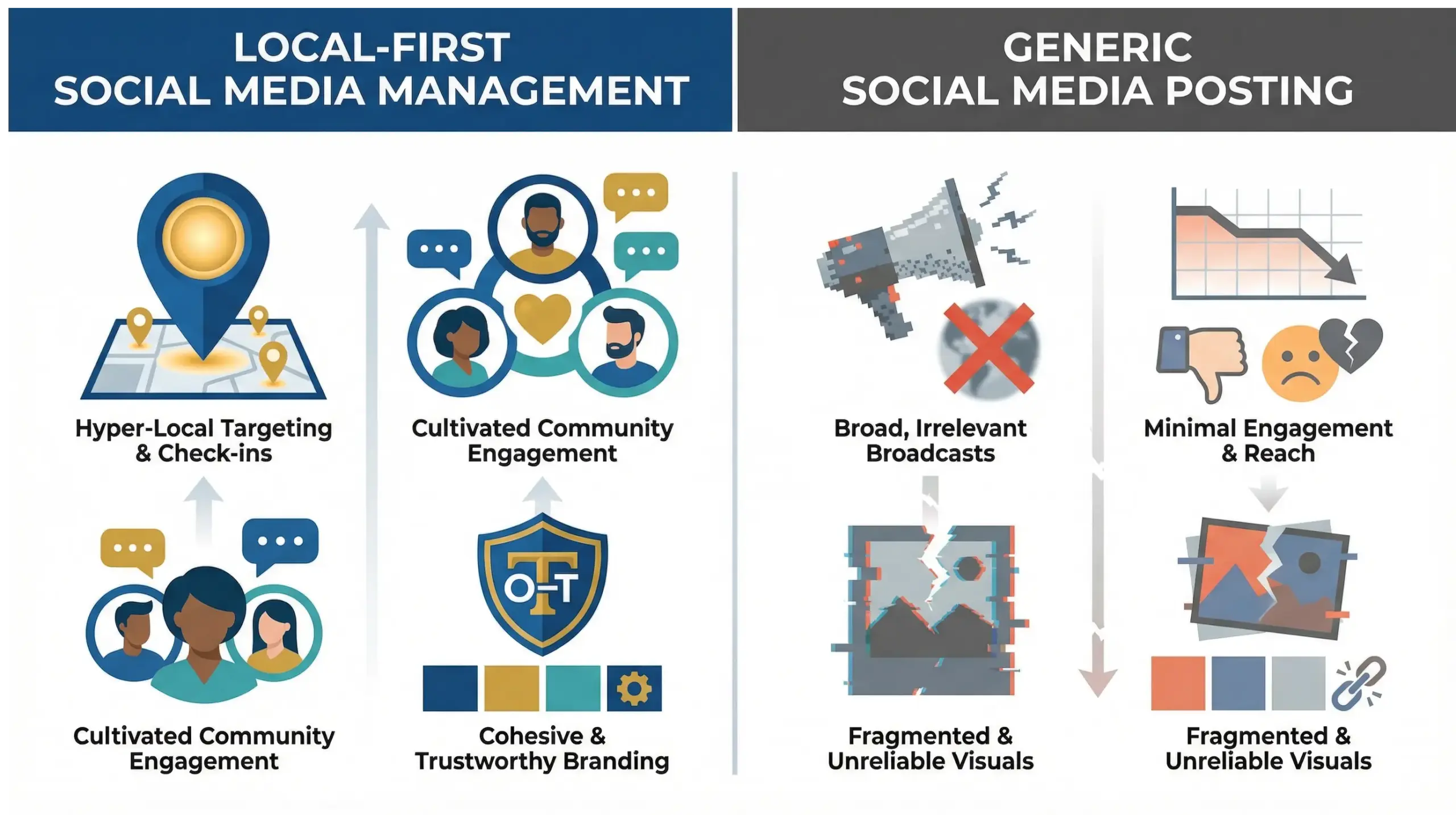 Windermere social media management comparison showing local-first strategy versus generic social media posting