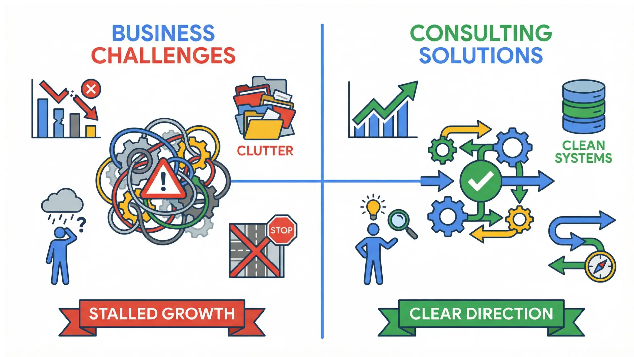 Winter Park business consulting infographic showing growth strategy, planning systems, and scalable business decision frameworks