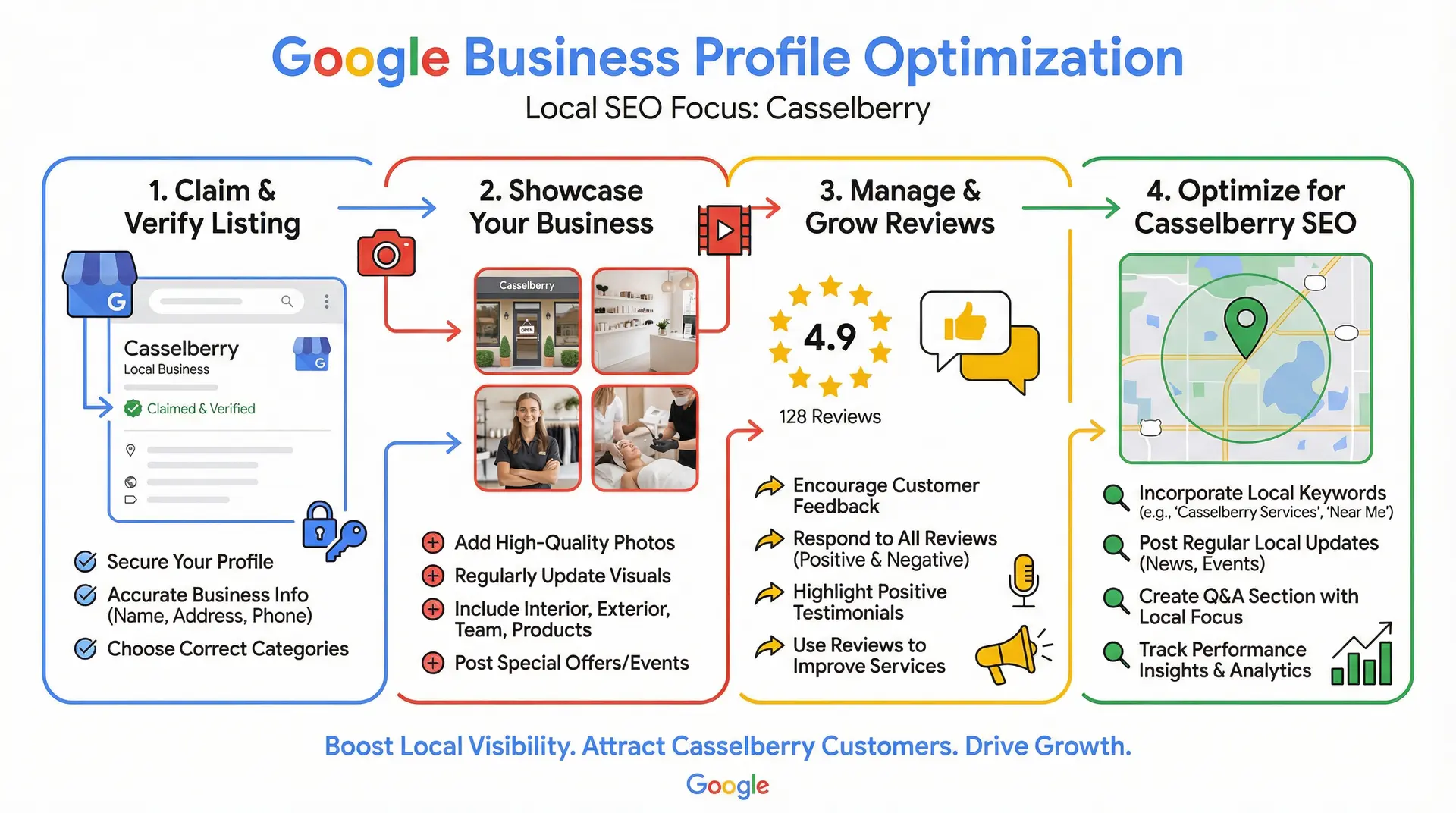  Infographic explaining Google Business Profile optimization for Local SEO Casselberry businesses