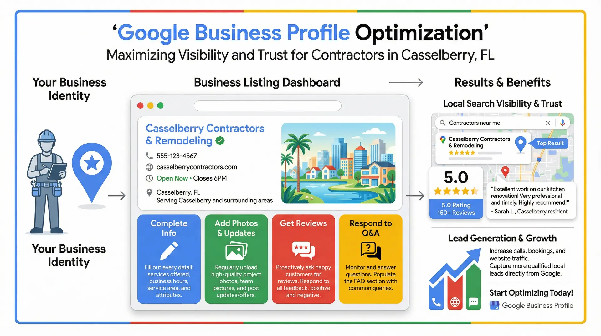 Google Business Profile optimization infographic for Local SEO Casselberry contractors