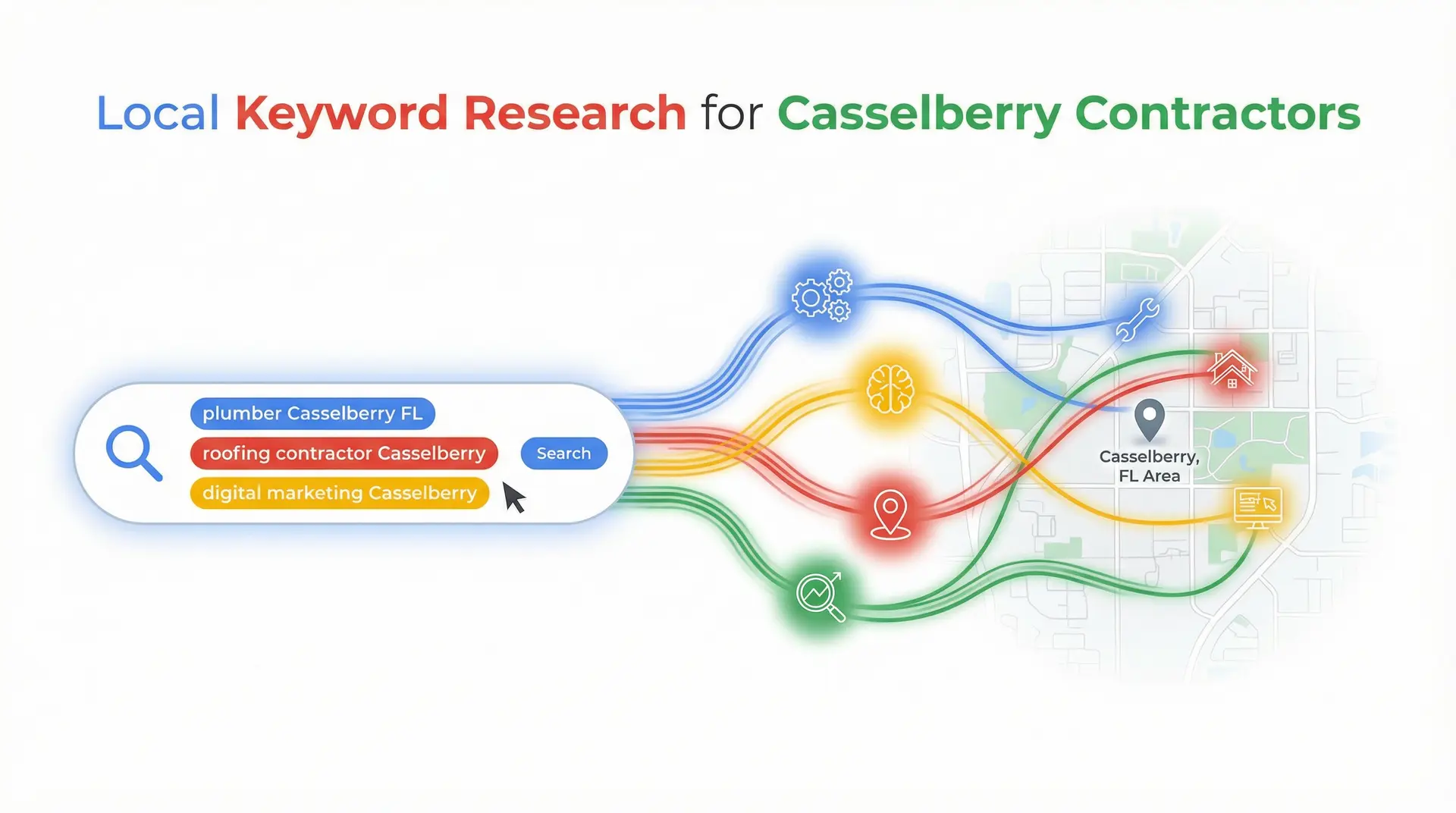 Local keyword research infographic for contractor SEO in Casselberry