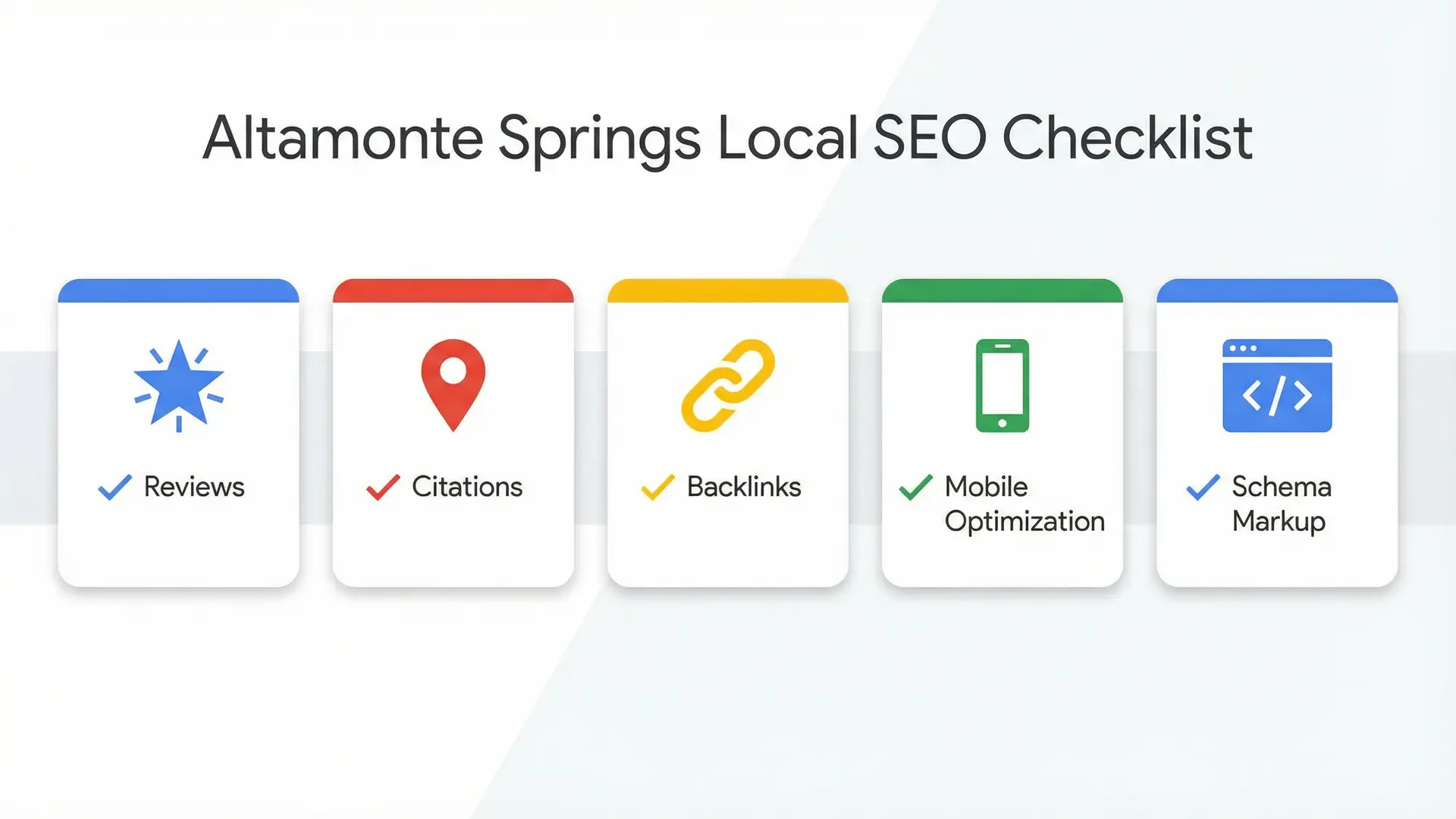  Checklist infographic for improving local SEO in Altamonte Springs.