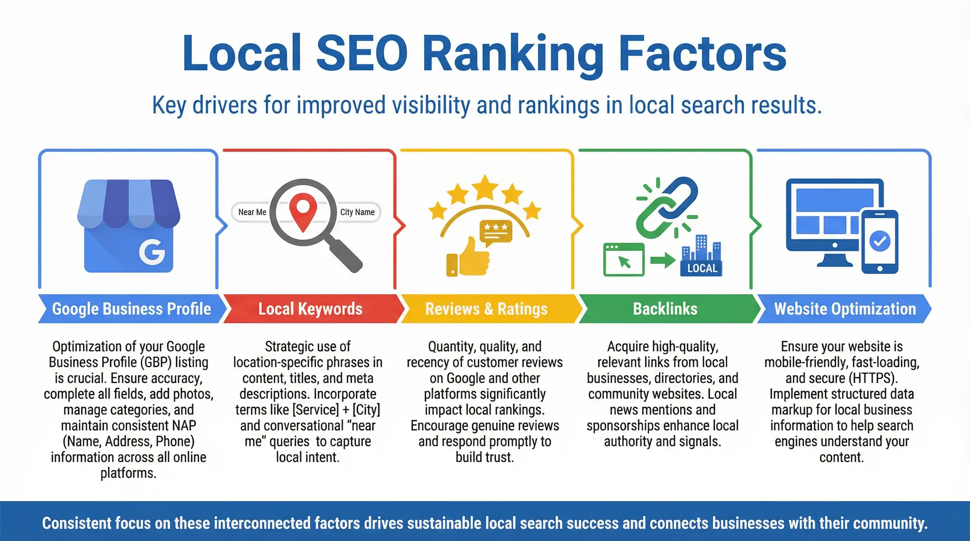  Infographic explaining local SEO ranking factors for Casselberry businesses