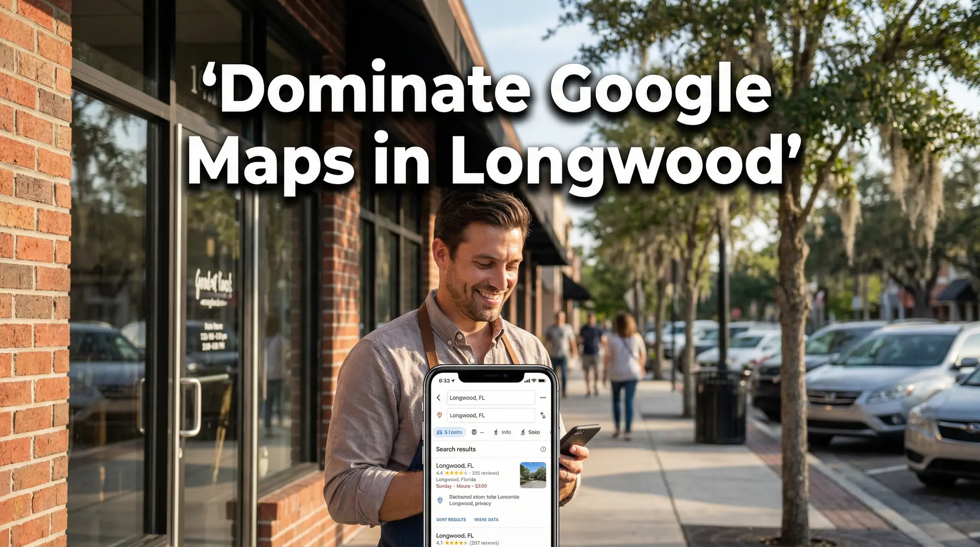 business owner in Longwood Florida checking Google Maps rankings for his local business